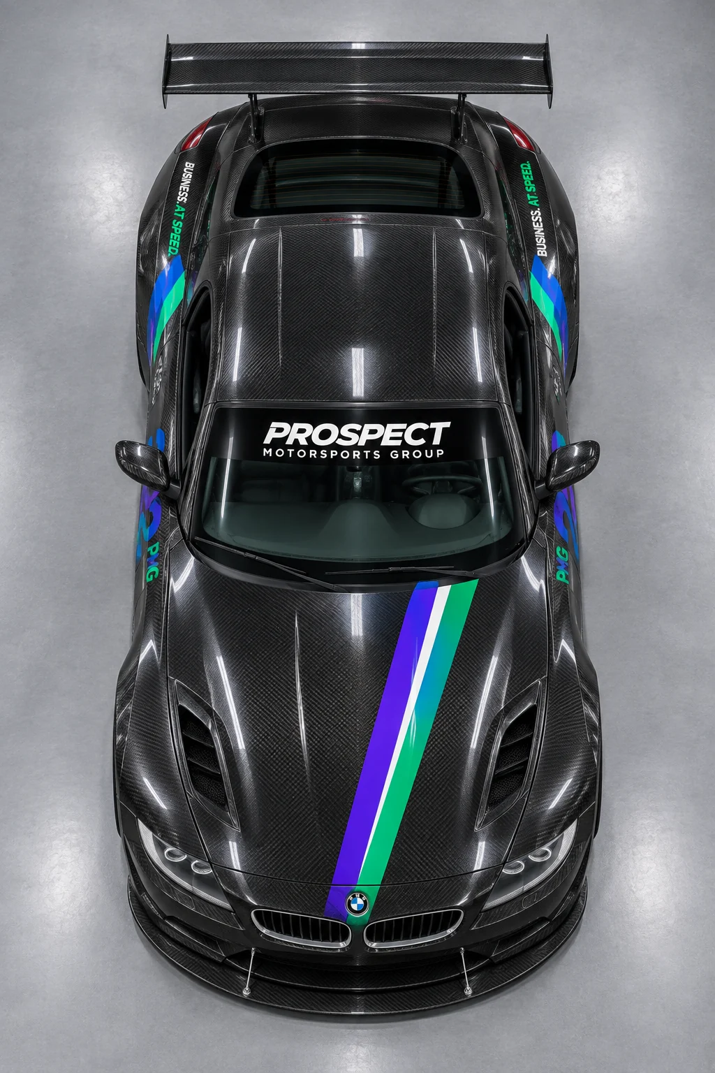 2027 BMW Z4 livery concept, top-down view — livery rendering, not a photograph