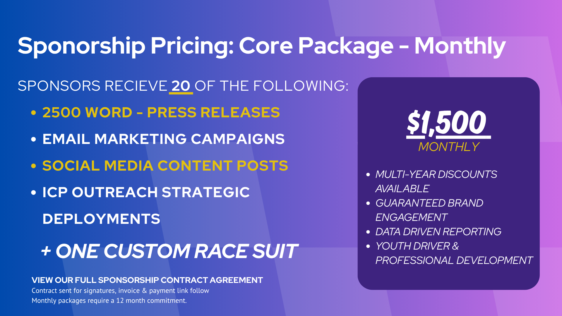 prospect motorsports pricing monthly prospect motorsports pricing monthly